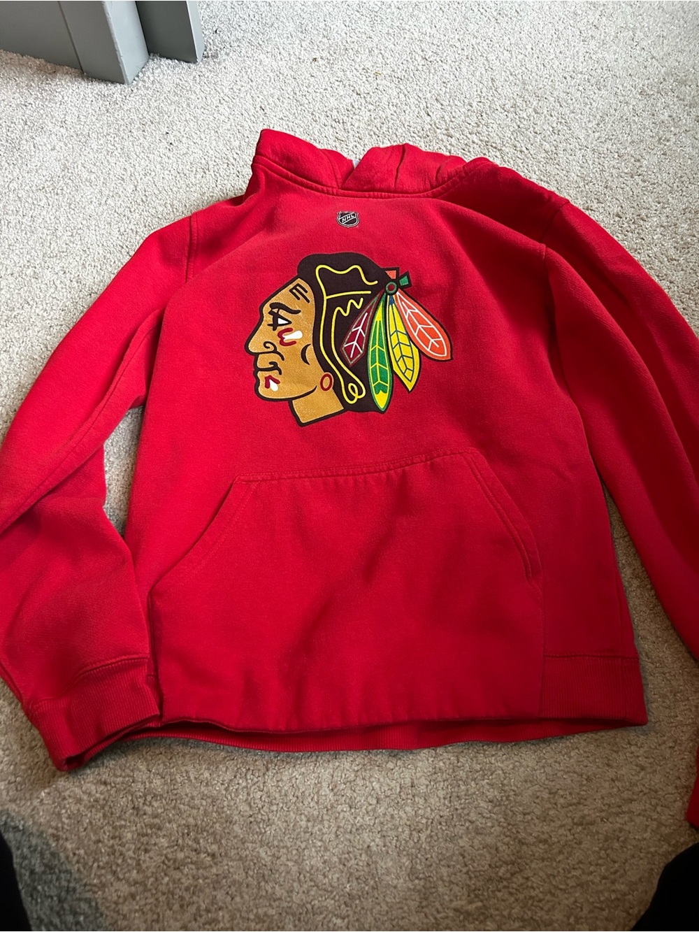NHL Red Chicago Blackhawks Logo Hoodie by Outer Stuff